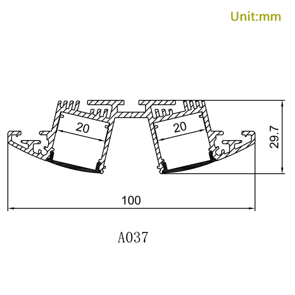 HL-A037S Aluminum Profile - Inner Width 20mm(0.78inch) - LED Strip Anodizing Extrusion Channel, For LED Strip Lights HL-A037S Aluminum Profile - Inner Width 20mm(0.78inch) - LED Strip Anodizing Extrusion Channel, For LED Strip Lights